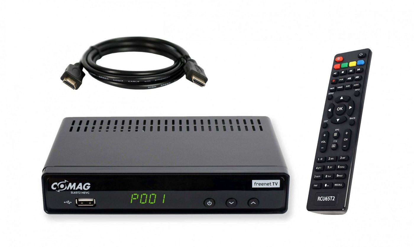 Comag SL65T2 freenet TV, Full HD DVB-T2 HD Receiver (2m HDMI Kabel, Media Player, PVR ready, Full-HD) von Comag