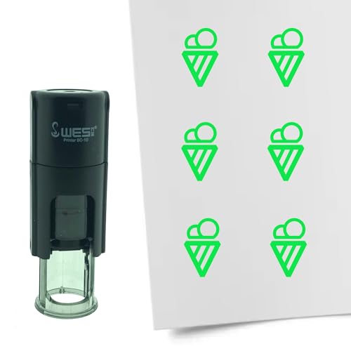 CombiCraft Selbstfärbender Stempel mit Eis-Motiv in der Farbe Grün 10mm rund von CombiCraft