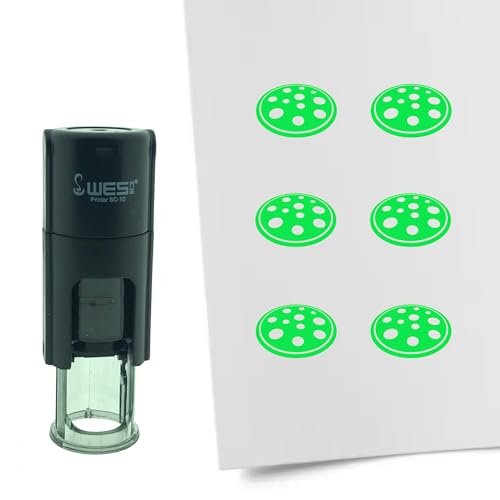 CombiCraft Selbstfärbender Stempel mit Pizza-Motiv in der Farbe Grün 10mm rund von CombiCraft