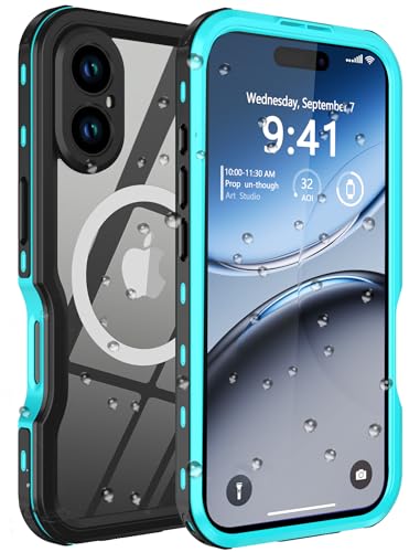 Comboproof Schutzhülle für iPhone 16 Plus, wasserdicht, stoßfest, staubdicht, IP68 wasserdicht, Ganzkörper-Hartschale, eingebauter Objektiv-Displayschutz, für Taucherhülle (Blaugrün, für iPhone 16 Comboproof Schutzhülle für iPhone 16 Plus, wasserdicht, stoßfest, staubdicht, IP68 wasserdicht, Ganzkörper-Hartschale, eingebauter Objektiv-Displayschutz, für Taucherhülle (Blaugrün, für iPhone 16 von Comboproof