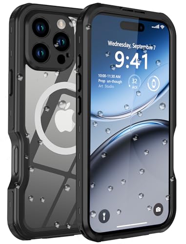 Comboproof Schutzhülle für iPhone 16 Pro, wasserdicht, stoßfest, staubdicht, IP68 wasserdicht, Ganzkörper-Hartschale, eingebauter Objektiv-Displayschutz, für Tauchhülle, schwarz, für iPhone 16 Pro 6,3 von Comboproof