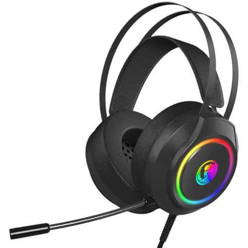 JUSTOP K2 Gaming Headset With Microphone for PS4/PS5/PC/Xbox One, Ergonomic Design Over Ear with AI 3D Stereo Sound, Computer Headset with 3.5mm Jack & RGB Light, Black JUSTOP K2 Gaming Headset With Microphone for PS4/PS5/PC/Xbox One, Ergonomic Design Over Ear with AI 3D Stereo Sound, Computer Headset with 3.5mm Jack & RGB Light, Black von Combrite