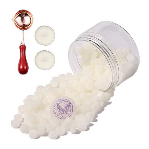 Comealltime 248 Stück Siegelwachs Set, Achteckige Siegelwachsperlen mit 2 Teelichtern & 1 Schmelzlöffel, Siegellack für Wachssiegel Stempel(Half-transparent) von Comealltime