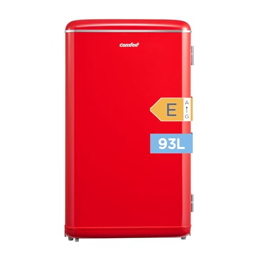 Comfee' RCD93RE2EURT(E) Kühlschrank Klein, 93 Liter Retro Kühlschrank, Mini kühlschrank mit verstellbare Thermostat, Silent, geeignet für Zuhause, Büro und Hotel, Rot von Comfee