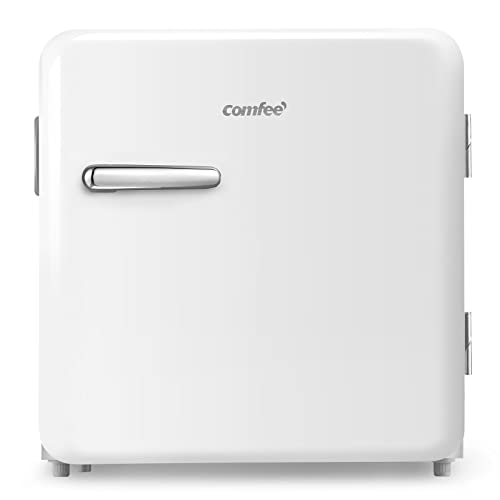 Comfee RCD50WH1RT(E) Mini-Kühlschrank/Retro Kühlschrank / 47L Kühlbox / 50 cm Höhe / 100 kWh/Jahr/Einstellbare Temperaturregelung/Verstellbare Standfüße/Weiß von Comfee