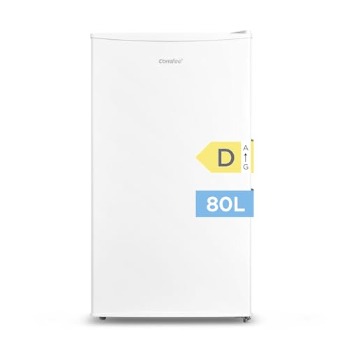 Comfee RCD80WH3(E) Kühlschrank mit Gefrierfach, 80L Kleiner Kühlschrank, Inverter-Kompressor, Obst- und Gemüsefach, 84.5 cm Höhe, 47.5 cm Breite, 110 kWh pro Jahr, Einstellbare Temperaturregelung von Comfee