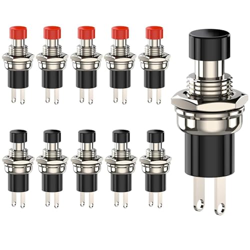 10 Stücke Mini Taster Momentane Druckschalter Lockless 2 Pins 1A250V SPST ON/OFF Taste Schalter für Horn KFZ Auto Armaturenbrett Boot von Comforty