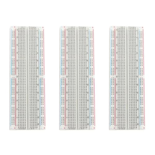 Comforty 3 Stück Breadboard, Steckplatine mit 830 Kontakten für Arduino Proto Shield Distribution Verbindungsblöcke von Comforty