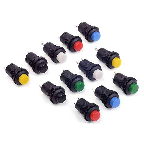 30 Stück 12mm 6 Farben vorverdrahtete Mini-Taster, SPST-Schalter, runde flache Tasten 30 Stück 12mm 6 Farben vorverdrahtete Mini-Taster, SPST-Schalter, runde flache Tasten von Comforty