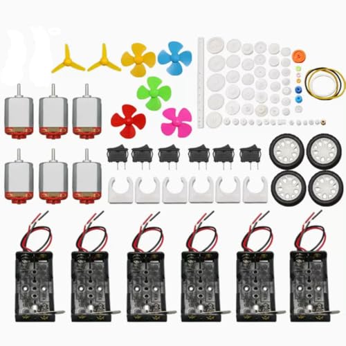 6 Sets Gleichstrommotor-Kit, 130 Mikro-Gleichstrommotoren 1,5 V – 3 V, 15.000 – 16.500 U/min + 6 Stück AA-Batteriehalter + Mini-Bootsschalter + Kabel 6 Sets Gleichstrommotor-Kit, 130 Mikro-Gleichstrommotoren 1,5 V – 3 V, 15.000 – 16.500 U/min + 6 Stück AA-Batteriehalter + Mini-Bootsschalter + Kabel von Comforty