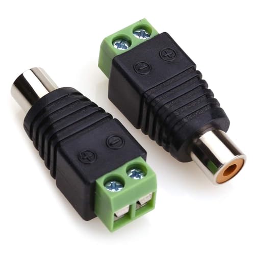 Comforty 2er-Pack RCA-Kabel-Audio-Adapter, Phono-RCA-Stecker auf AV-Schraubklemme, Audio-/Video-Lautsprecherkabelanschlüsse, lötfreier Adapter von Comforty