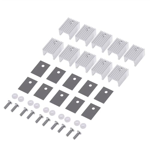 Kühlrippen Aluminium Set, 10 Stück Kühlkörper Montageset Kits, Kühlkörper + Schraube + Unterlegscheibe + Isolierer Gummiertes Silikon Für To-220 Mosfet-Transistor/Lm78xx Spannungsregler,Silber Kühlrippen Aluminium Set, 10 Stück Kühlkörper Montageset Kits, Kühlkörper + Schraube + Unterlegscheibe + Isolierer Gummiertes Silikon Für To-220 Mosfet-Transistor/Lm78xx Spannungsregler,Silber von Comioke