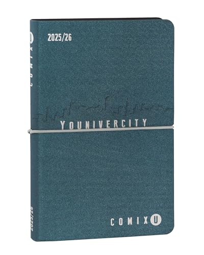 COMIX U YOUNIVERCITY Wochenkalender 2025-2026, Tagebuch 13 Monate, mit weichem Einband aus PU, elastisch, 224 Seiten, ideal für die Universität, 11,8 x 18 cm, Schwarz COMIX U YOUNIVERCITY Wochenkalender 2025-2026, Tagebuch 13 Monate, mit weichem Einband aus PU, elastisch, 224 Seiten, ideal für die Universität, 11,8 x 18 cm, Schwarz von Comix
