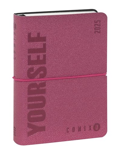 COMIX U Yourself Tageskalender 16 Monate, klein, Taschenkalender 2024-2025, fester Einband und 448 linierte Seiten, ideal für die Oberschule, 11 x 15,3 cm, Rosa von Comix