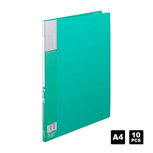 Comix A4 Präsentationsanzeigemappe 10 Durchsichtige Taschen Packung mit 10-PF10AK (Grün) von Comix