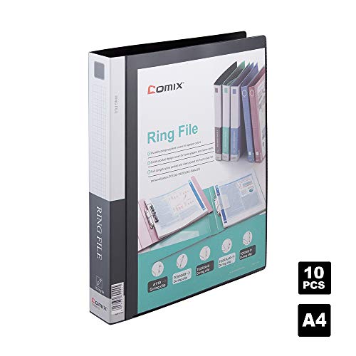 Comix A4 Presentation 2D-Ring Binder Folder Packung mit 10-TC533U-D (Schwarz) von Comix