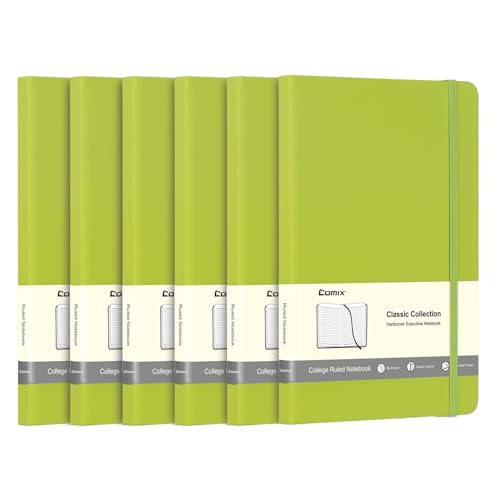 Comix A5 liniertes Tagebuch-Notizbuch, 240 Seiten, Limettengrün, Hardcover, 6er-Pack, für Notizen, Planung, Studium, Reisen, Zeichnungen… von Comix