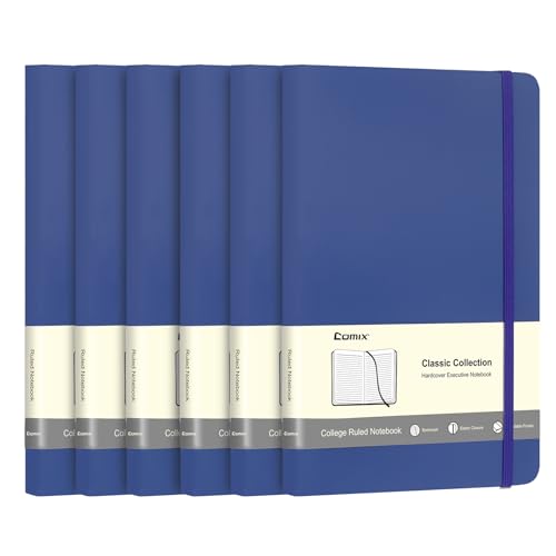 Comix A5 liniertes Tagebuch-Notizbuch, 240 Seiten, Marineblau, Hardcover, Marine, 6er-Pack, für Notizen, Planung, Studium, Reisen, Zeichnungen… von Comix