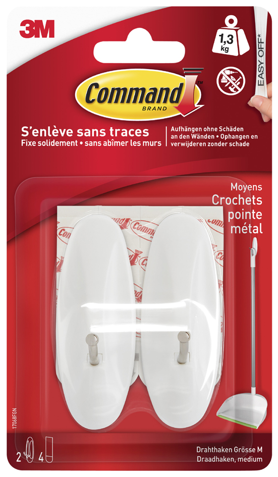 3M Command Draht-Haken, Kunststoff/Metall, weiß, Größe: M 3M Command Draht-Haken, Kunststoff/Metall, weiß, Größe: M von Command