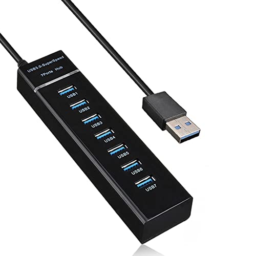 Compasty USB-Hub, 7 Ports, USB 3.0, tragbar, hohe Kompatibilität für Mini/Pro, Surface Pro, PC und Laptop von Compasty
