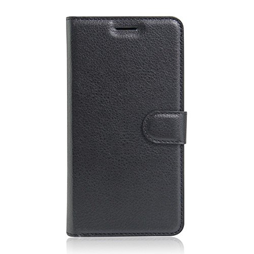 Compatible for Huawei Y62 Y6II Y6 2 II Y6 II 2 Compact (LYO-L01) (5.0) Protective Cover Stand Flip Book Gel TPU Soft Eco Leather Wallet (Black) von Compatibile