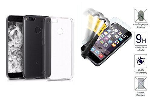 compatibile Schutzhülle für Xiaomi MI A1 / MI 5X (MDG2) Schutzhülle Soft Case Gel Silikon TPU Weich Transparent + Displayschutzfolie aus gehärtetem Glas kratzfest Display 9H von Compatibile