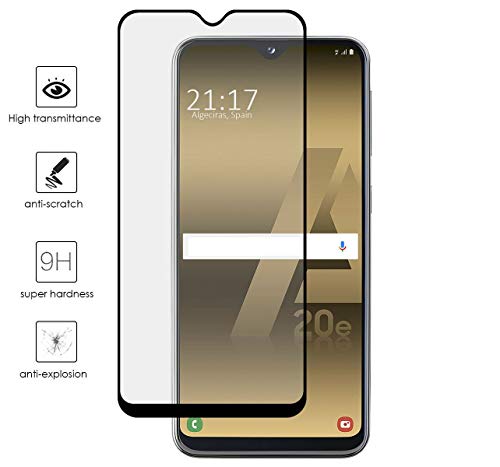 kompatibel Für Samsung Galaxy A20E (Display 5.8) SM-A202F sm-a202f/ds Glas transparente Glasfolie VOLLSTÄNDIG stoßfest Tempered Touchscreen 9H 5D Kratzfest Screen (schwarzer Rahmen) von Compatibile