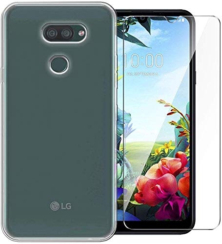 kompatibel fü LG K40S / / LM-X430 X430HM X430EMW 6.1 Handyhülle Cover Soft SILIKONGEL TPU + Film stoßfest 9H Tempered Glass (Transparent) von Compatibile