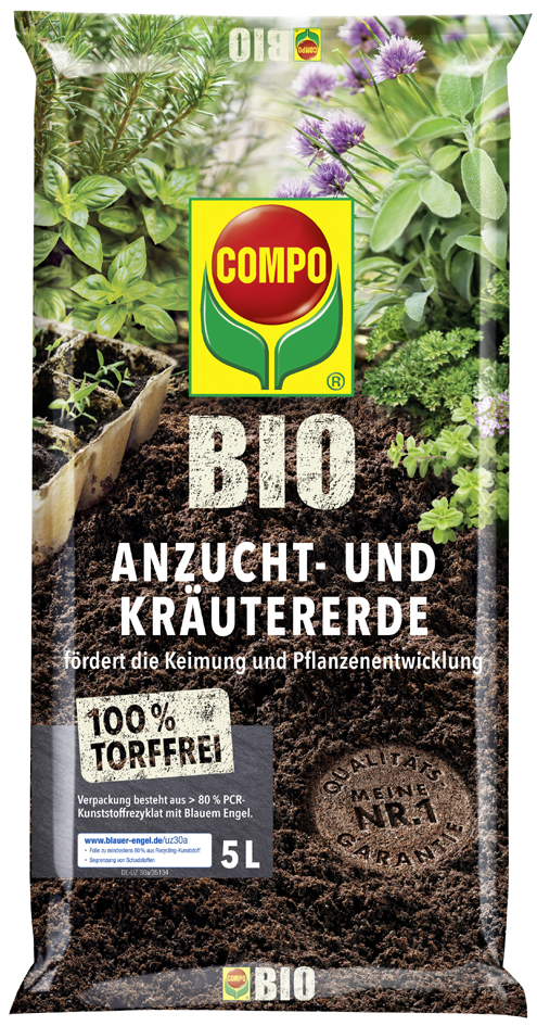 COMPO BIO Anzucht- und Kräutererde torffrei, 5 Liter von Compo