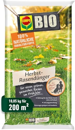 Compo BIO Herbst-Rasendünger, Dünger mit 3 Monate Langzeitwirkung, Granulatform, 10,05 kg, 200 m² von Compo