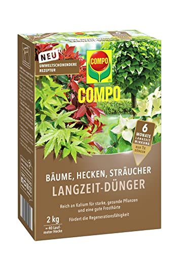 COMPO Bäume, Hecken, Sträucher Langzeit-Dünger, Umweltschonendere Rezeptur, 6 Monate Langzeitwirkung, 2 kg, Für 40 Laufmeter Hecke COMPO Bäume, Hecken, Sträucher Langzeit-Dünger, Umweltschonendere Rezeptur, 6 Monate Langzeitwirkung, 2 kg, Für 40 Laufmeter Hecke von Compo