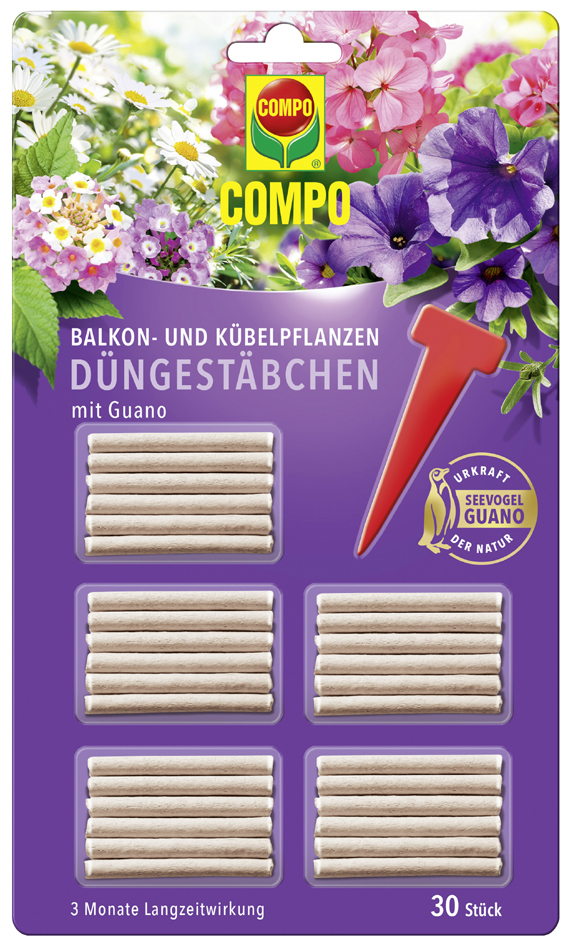 COMPO Balkon- und Kübelpflanzen Düngestäbchen mit Guano von Compo