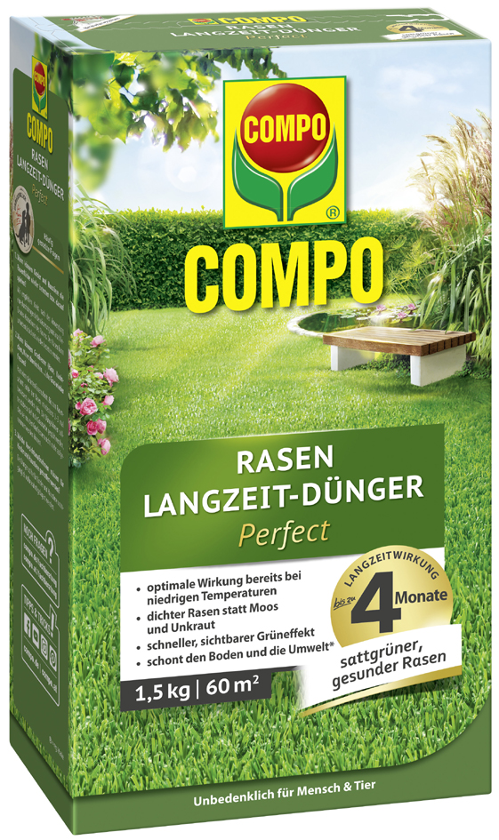 COMPO Rasen Langzeit-Dünger Perfect, 1,5 kg für 60 qm von Compo