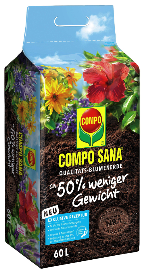 COMPO SANA Qualitäts-Blumenerde ca. 50% weniger Gewicht, 60l von Compo