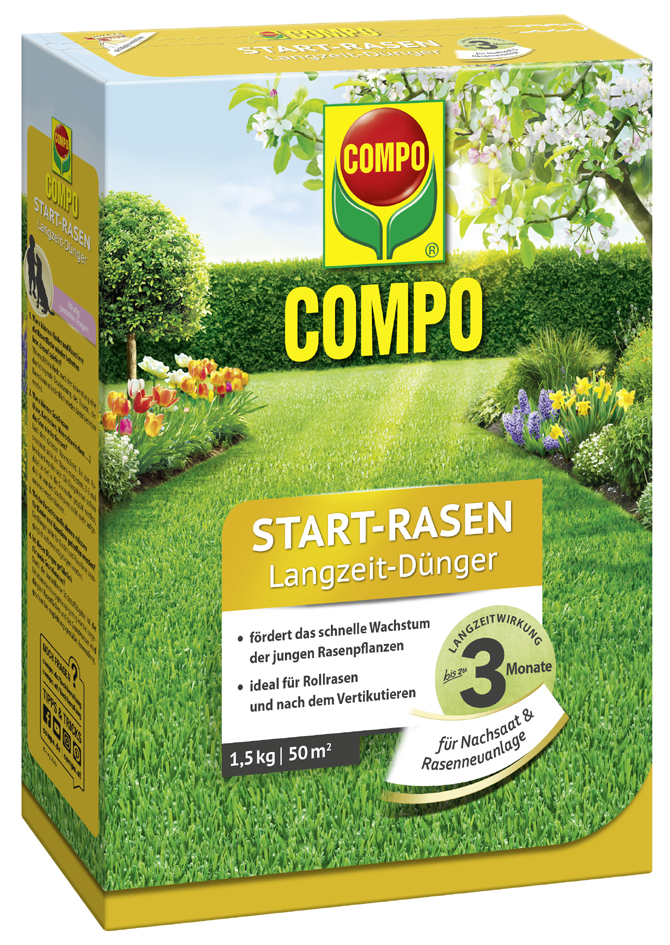 COMPO Start-Rasen Langzeit-Dünger, 1,5 kg für 50 qm von Compo