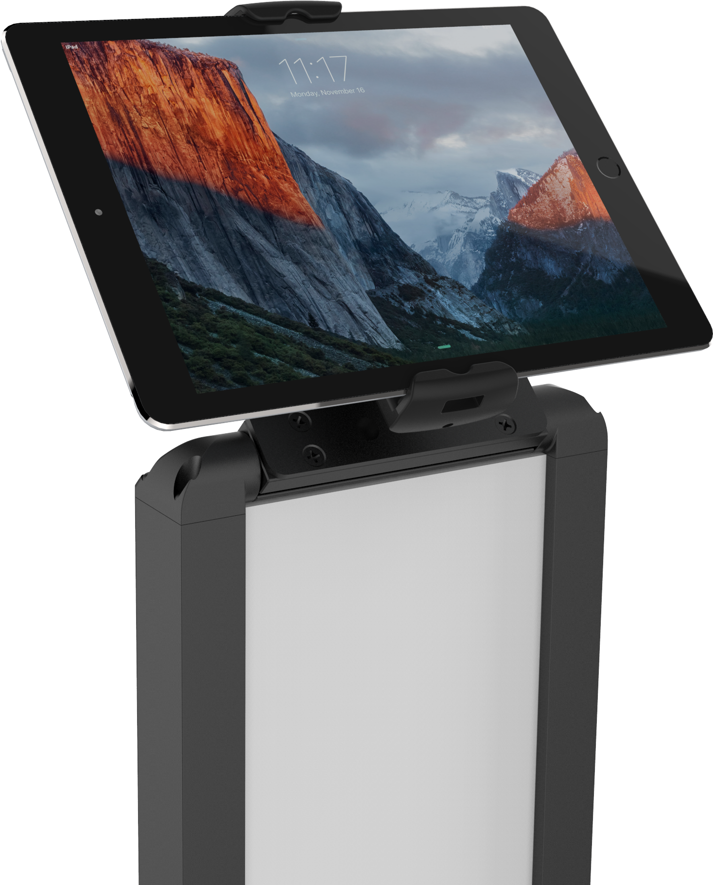 Compulocks Cling BrandMe Universal Tablet Floor Stand Black - Aufstellung - für Tablett - verriegelbar - Stahl - Schwarz - Bildschirmgröße: bis zu 33 cm (bis zu 33,00cm (13) ) - Montageschnittstelle: 100 x 100 mm - Bodenaufstellung von Compulocks