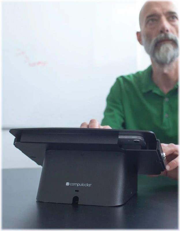 Compulocks Space AV Capsule iPad 10.2  Kiosk - Befestigungskit (Gehäuse, Basis) - für Tablett (25° Betrachtungswinkel) - verriegelbar - Stahl, hochwertiges Aluminium - Schwarz - Bildschirmgröße: 25,9 cm (10.2) - Montageschnittstelle: 100 x 100 mm - Wandmontage, Thekenbereich - für Apple 10.2  iPad (7. Generation, 8. Generation) (341B102IPDSB) von Compulocks