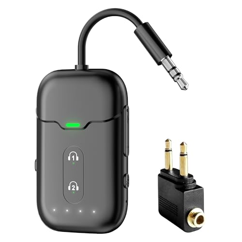 Comzler Bluetooth 5.4 Adapter Transmitter & Sender für Flugzeug, Bluetooth Splitter/Empfänger Unterstützt 2 AirPods oder Kopfhörer mit aptX Adaptive für TV, Fitnessstudio, Tablets & Stereoanlage von Comzler