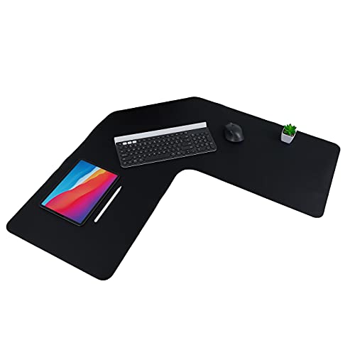 Con-Tact Brand XL Eck-Schreibtischunterlage, wasserdicht, rutschfest, PU-Leder, großer Eck-Computer-Arbeitsplatzschutz, Mauspad, Gaming-Pad, 91,4 x 40,9 cm, L-Form, doppelseitig (schwarz) von Con-Tact