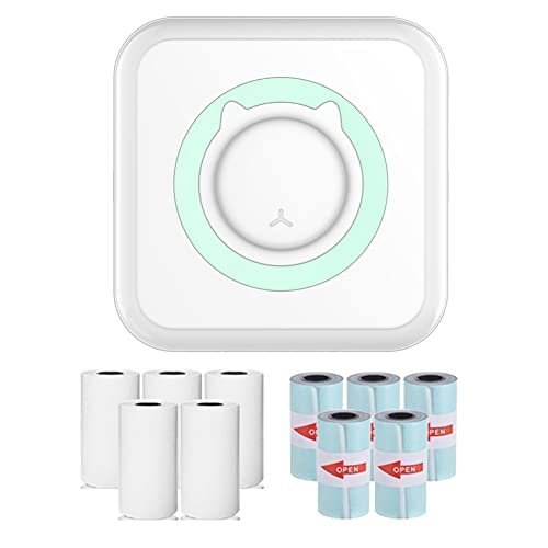 ConBlom Mini Drucker, Bluetooth Fotodrucker Pocket Thermodrucker Tragbarer Taschendrucker mit 10 Rollen Thermopapier für Android und IOS, Kabelloser Drucker für Lernnotizen, Spaßarbeit (Blau) von ConBlom