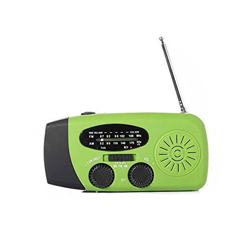 Outdoor Solar Radio, Kurbelradio Outdoor Radio mit 1200mAh Batterie, mit AM/FM Wetter Radio, mit mit LED Taschenlampe/SOS Alarm, Notfall Klein Radio für Outdoor Camping Grün von ConBlom