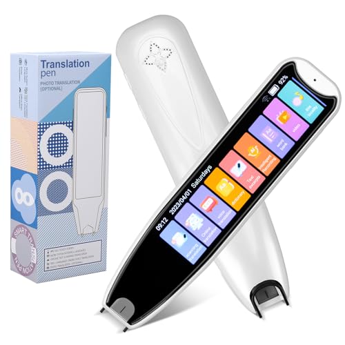 Scan Übersetzer Stift, Online 142 Sprachen Scan Reader Pen Lesestift mit 3,7 Zoll Touchscreen, Echtzeit-Scan-Lesestift für Legasthenie (Weiß) von ConBlom