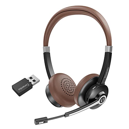 Bluetooth Headset V5.0, Hands Free Wireless Headset mit Noise Cancelling Mikrofon für Handy, HD Stereo Sound & 25Hrs Playtime On-Ear Computer Kopfhörer mit USB-A Dongle für PC Laptop Skype Bluetooth Headset V5.0, Hands Free Wireless Headset mit Noise Cancelling Mikrofon für Handy, HD Stereo Sound & 25Hrs Playtime On-Ear Computer Kopfhörer mit USB-A Dongle für PC Laptop Skype von Conambo