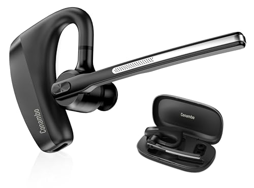 Conambo K10C Headset Bluetooth V5.2,CVC8.0 und ENC Noise Cancelling Bluetooth Headset mit Mikrofon,16 Std Sprechzeit Freisprechanlage Bluetooth Ohr mit Stummschalttaste für Handy/Autofahrer/Business von Conambo