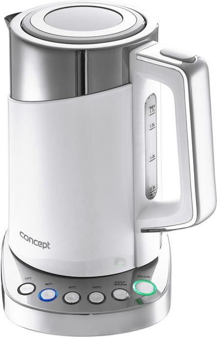 Concept RK3170 Wasserkocher 1,7 l 2200 W Edelstahl, Weiß (RK3170) von Concept