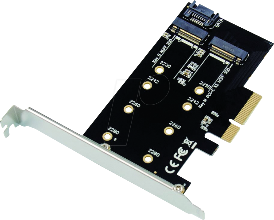 CON EMRICK04B - PCIe x4 > 1x M.2 SATA, 1x M.2 NVMe von Conceptronic