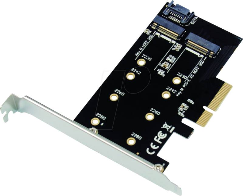 CON EMRICK04B - PCIe x4 > 1x M.2 SATA, 1x M.2 NVMe von Conceptronic