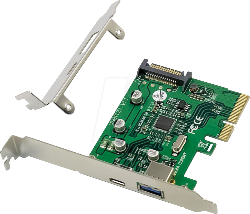 CON EMRICK09G - PCIe x4 > 1x extern USB 3.1 A, 1x USB 3.1 C von Conceptronic