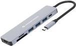 CONCEPTRONIC Dock USB-C-> 7-in-1 HDMI,USB3.0,SD,100WPD grau (DONN19G) von Conceptronic