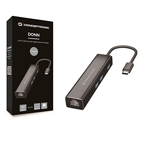 Conceptronic Adapter USB-C/ DONN07B Schnittstellen-Hub USB 3.2 Gen 1 (3.1 Gen 1) Type-C 5000 Mbit/s Schwarz von Conceptronic